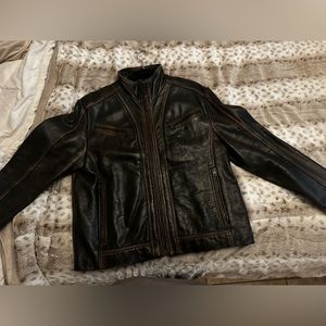 Marc New York Andrew Marc Distressed Heavy Moto Leather Jacket Men’s Size Large